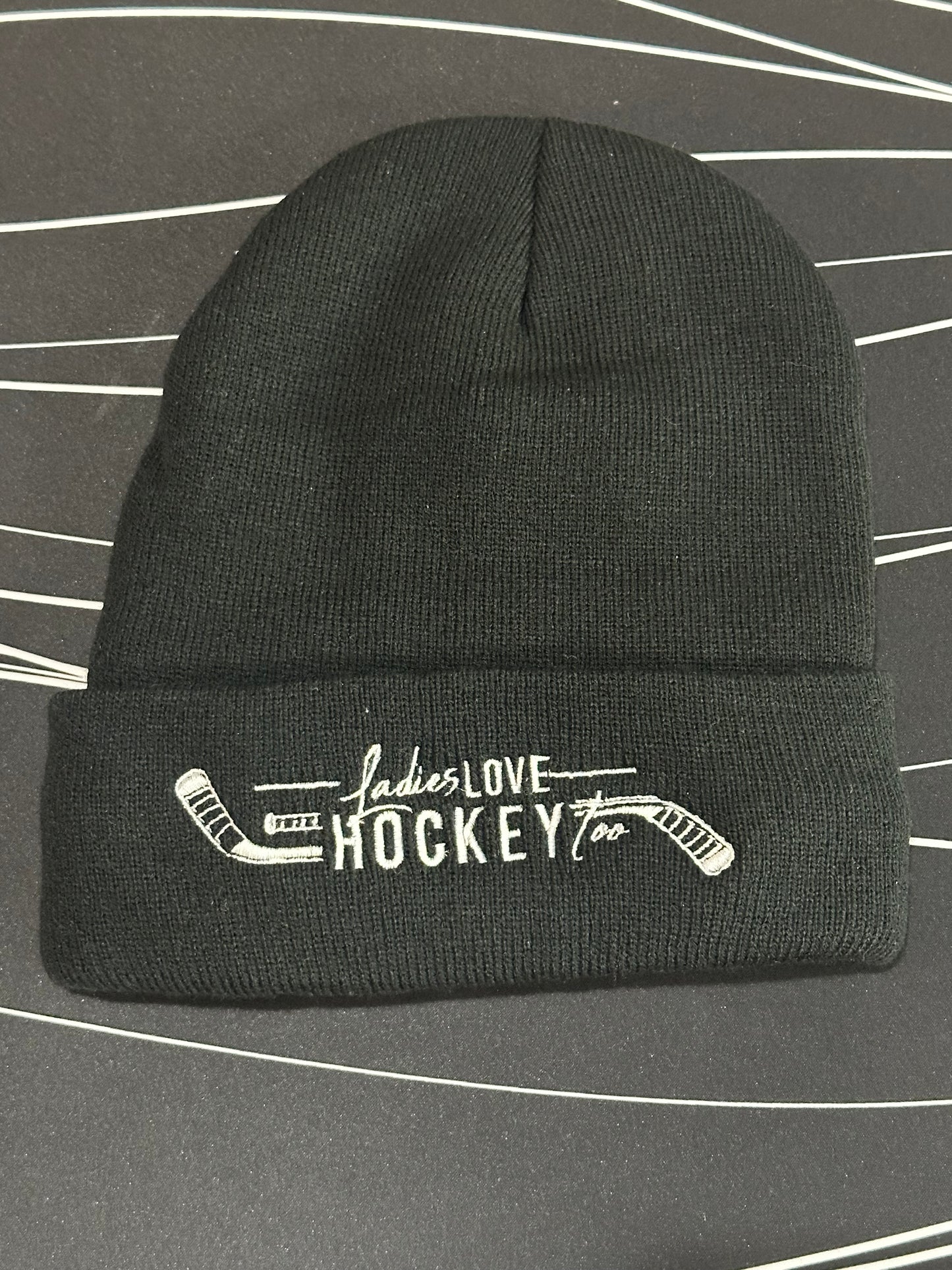 Ladies Love Hockey Too™ Cuffed Pom Beanie