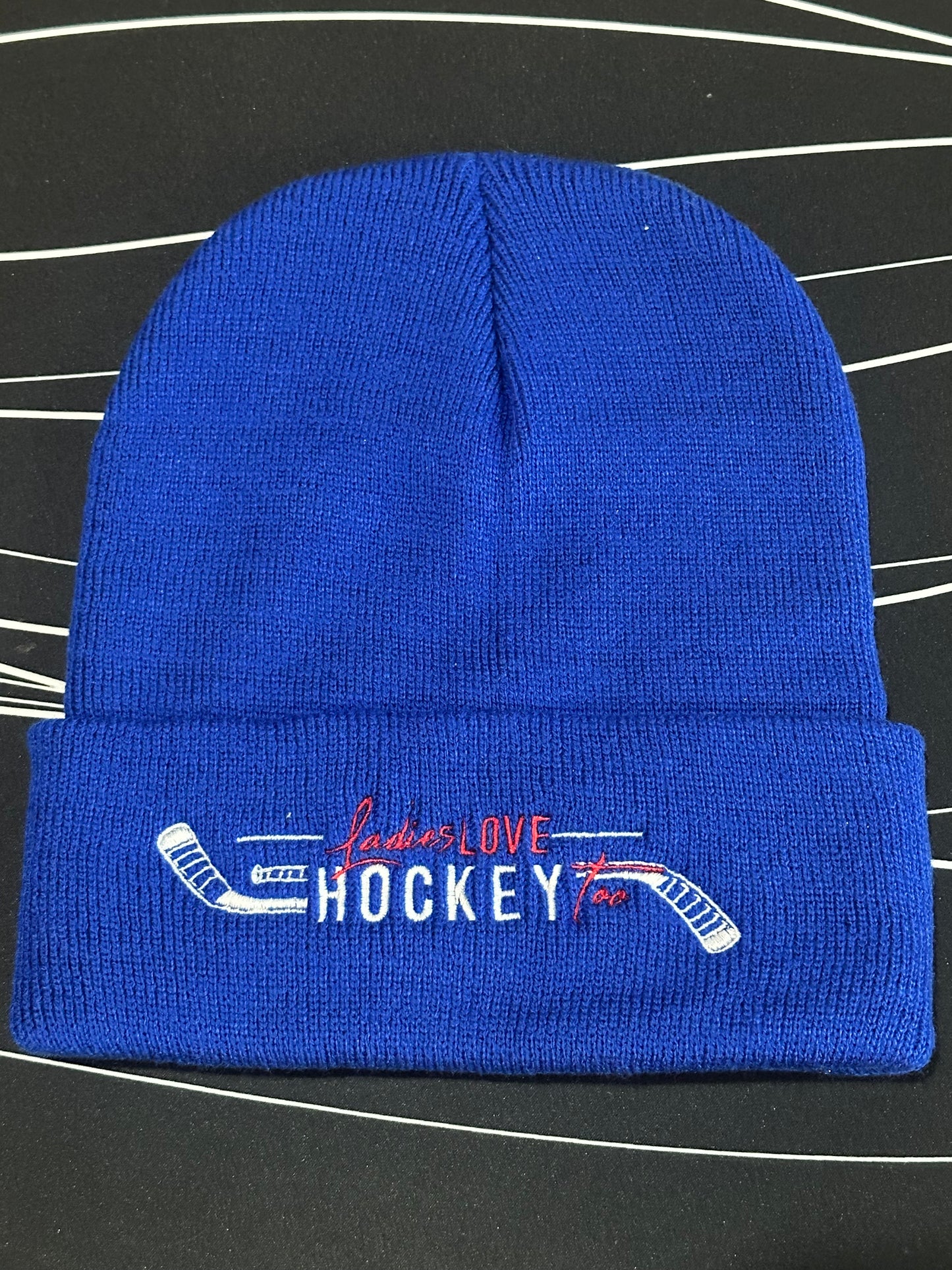 Ladies Love Hockey Too™ Cuffed Pom Beanie