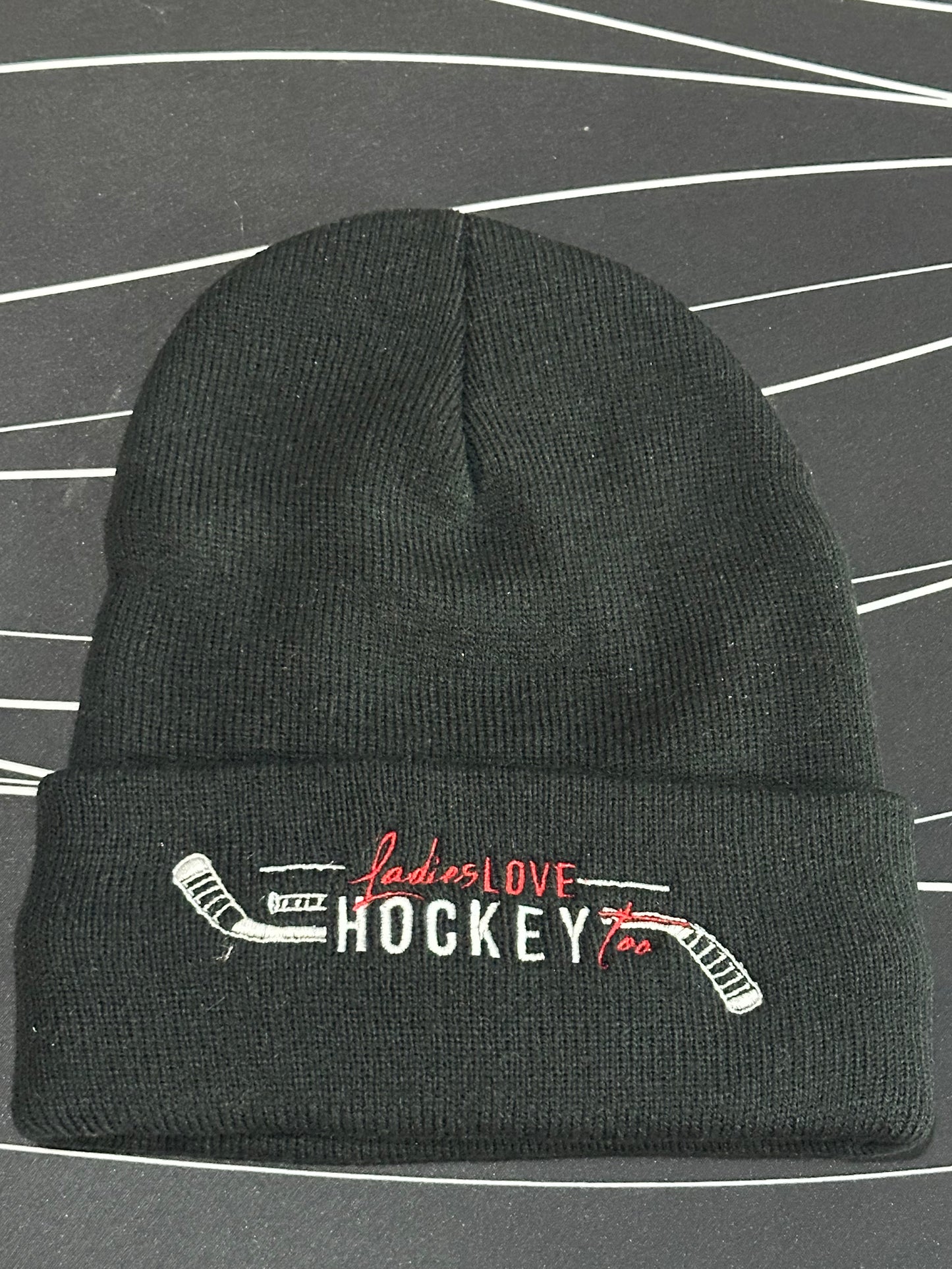 Ladies Love Hockey Too™ Cuffed Pom Beanie