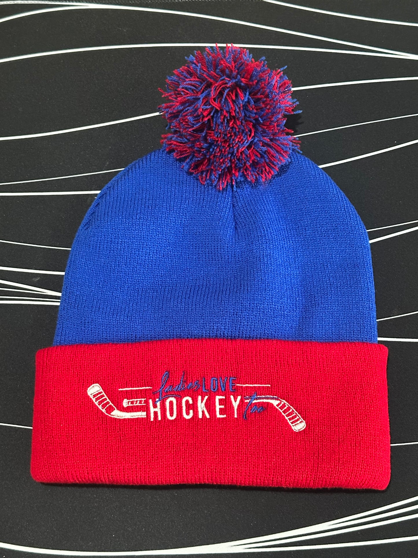 Ladies Love Hockey Too™ Cuffed Pom Beanie