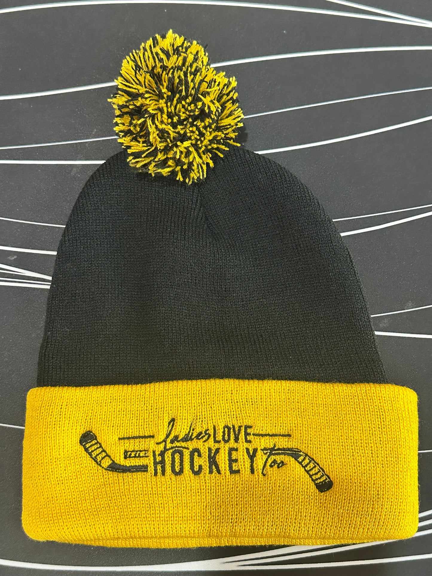 Ladies Love Hockey Too™ Cuffed Pom Beanie