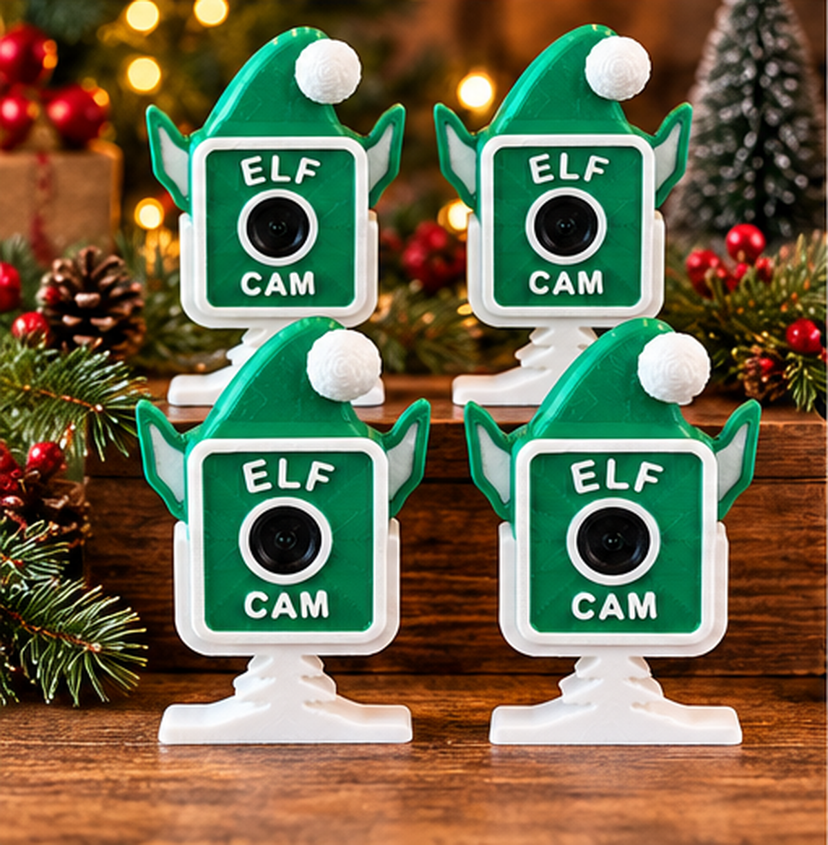 Santa Cam & Elf Cam 3D Printed Christmas Decorations