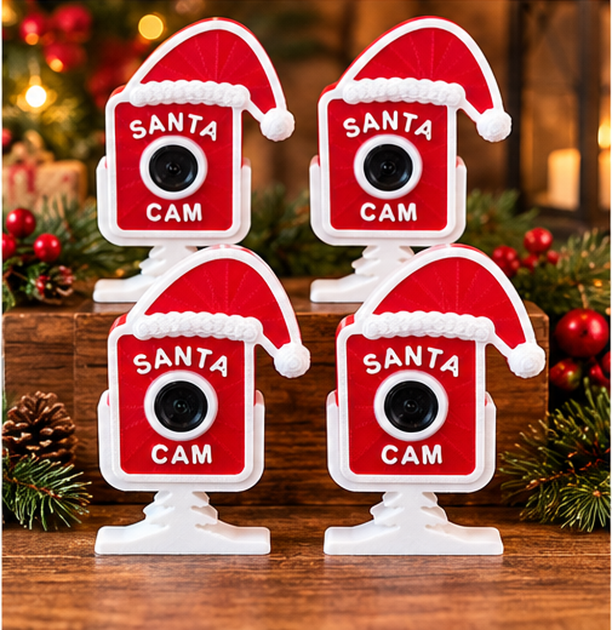 Santa Cam & Elf Cam 3D Printed Christmas Decorations