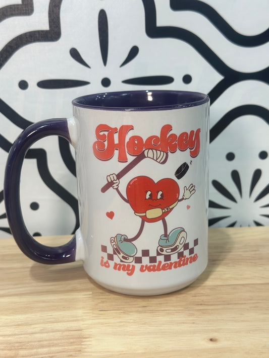 15oz Hockey is my Valentine Mug